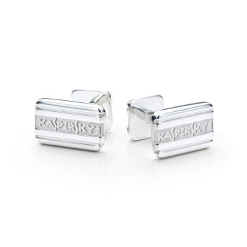 Custom Engraved Silver Logo Metal Cufflinks And Tie Clips , Brass Material For Souvenirs And Apparel Accessories